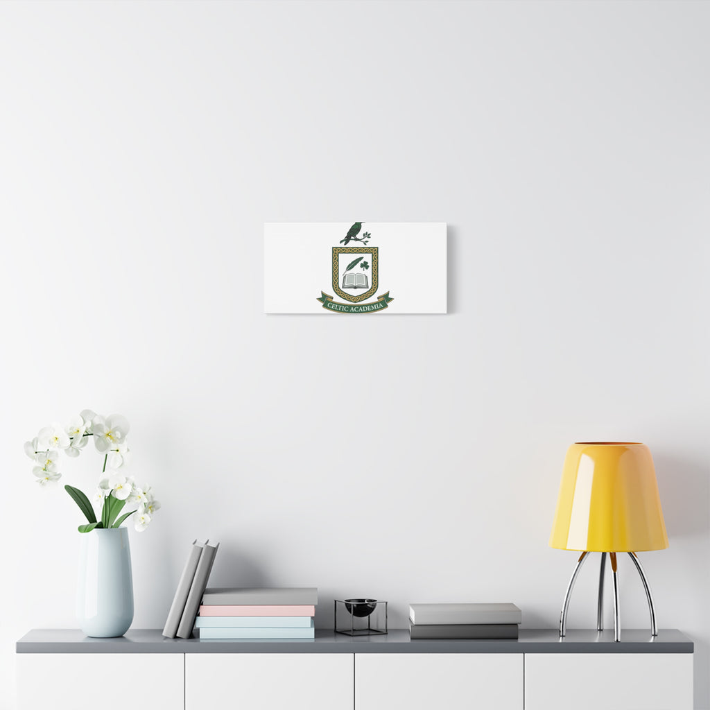 Celtic Academia Crest Canvas | Irish Heritage, Dark Emerald Gaelic Library