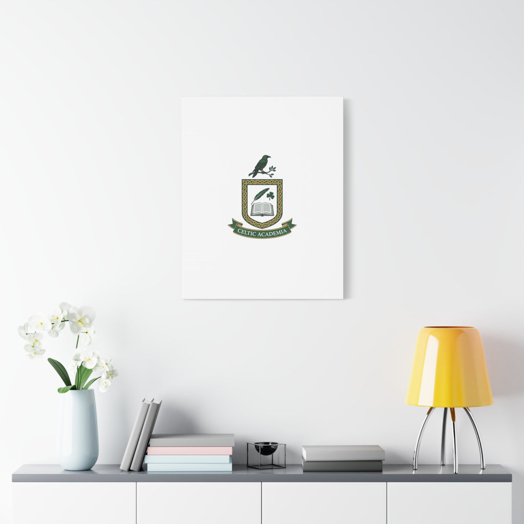 Celtic Academia Crest Canvas | Irish Heritage, Dark Emerald Gaelic Library