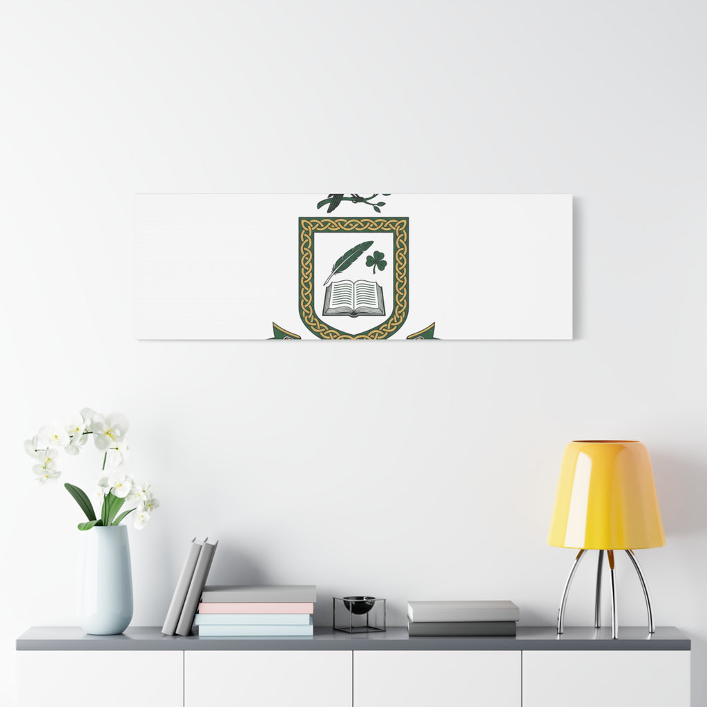 Celtic Academia Crest Canvas | Irish Heritage, Dark Emerald Gaelic Library