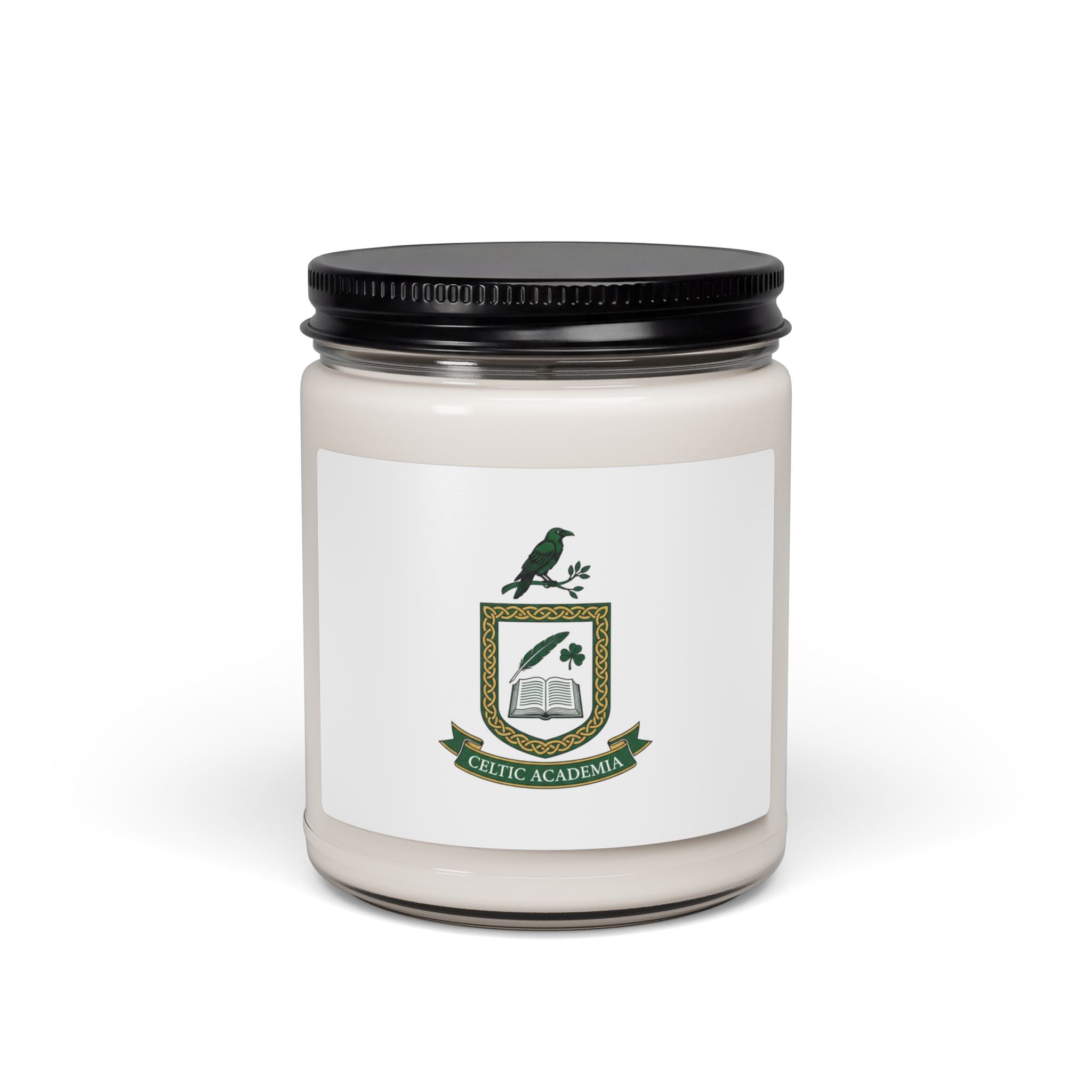 Celtic Academia Crest Candle | Soy 9oz, Irish heritage, emerald dark academia