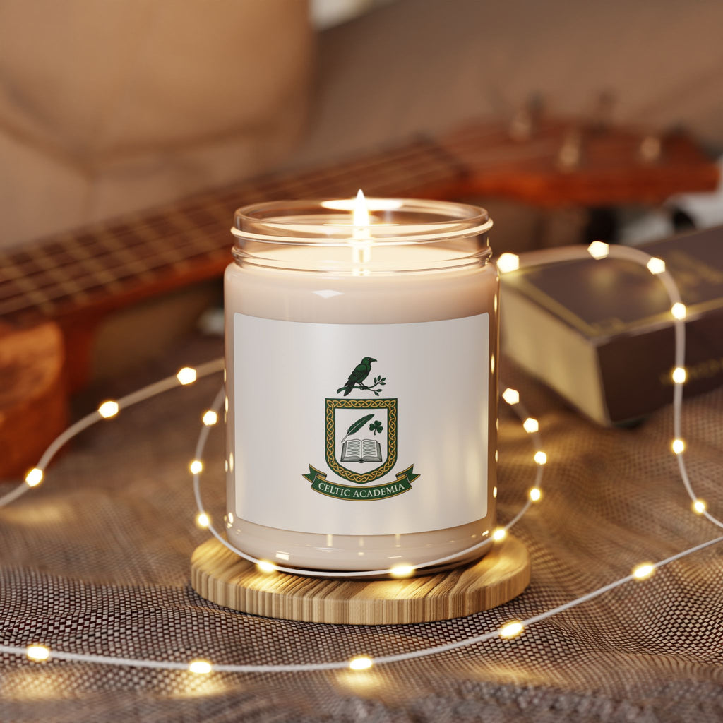 Celtic Academia Crest Candle | Soy 9oz, Irish heritage, emerald dark academia