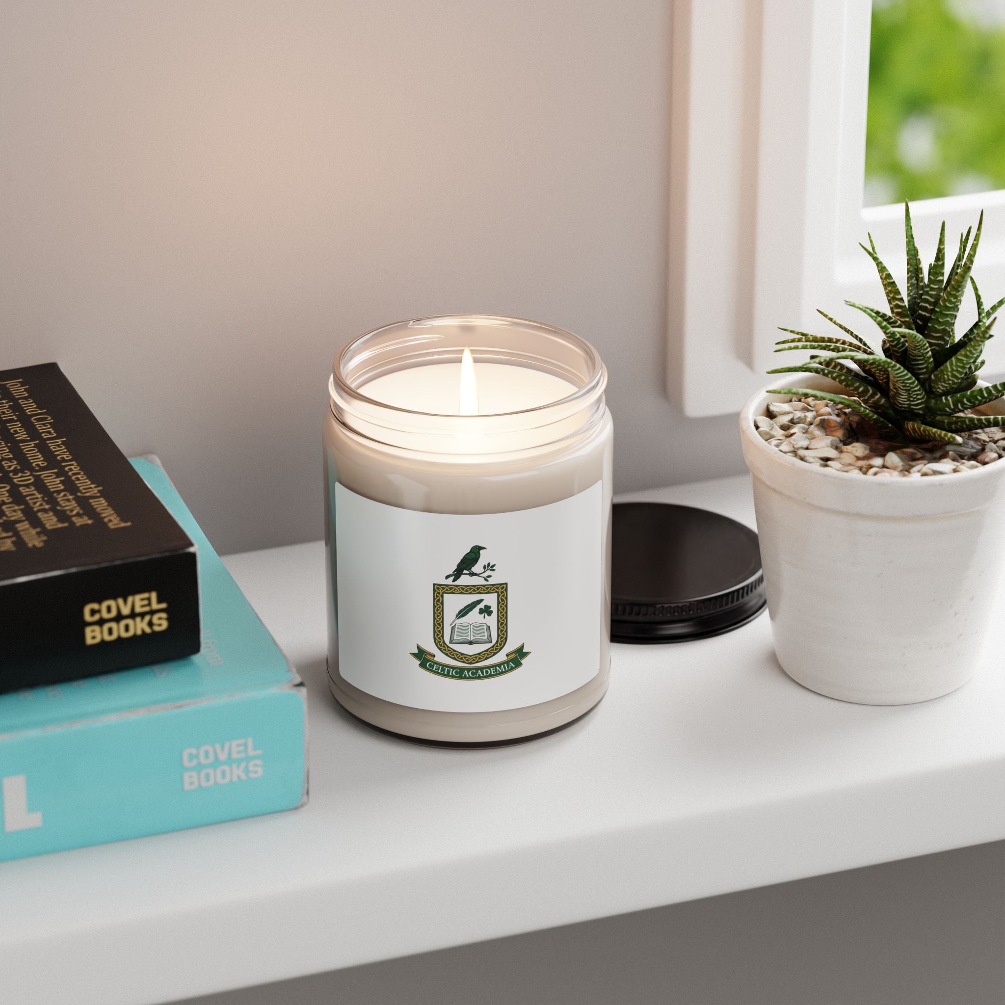Celtic Academia Crest Candle | Soy 9oz, Irish heritage, emerald dark academia