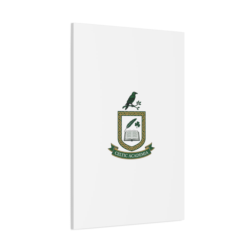 Celtic Academia Crest Canvas | Irish Heritage, Dark Emerald Gaelic Library