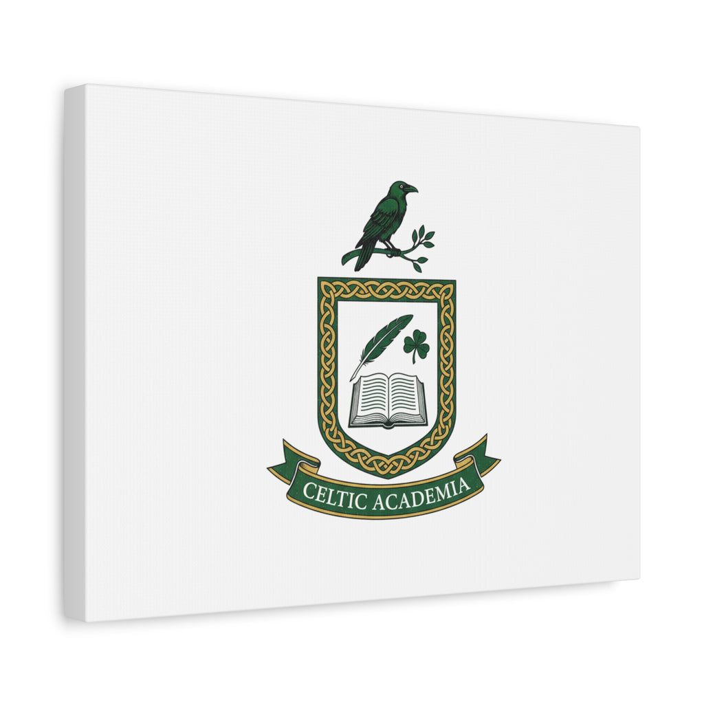 Celtic Academia Crest Canvas | Irish Heritage, Dark Emerald Gaelic Library