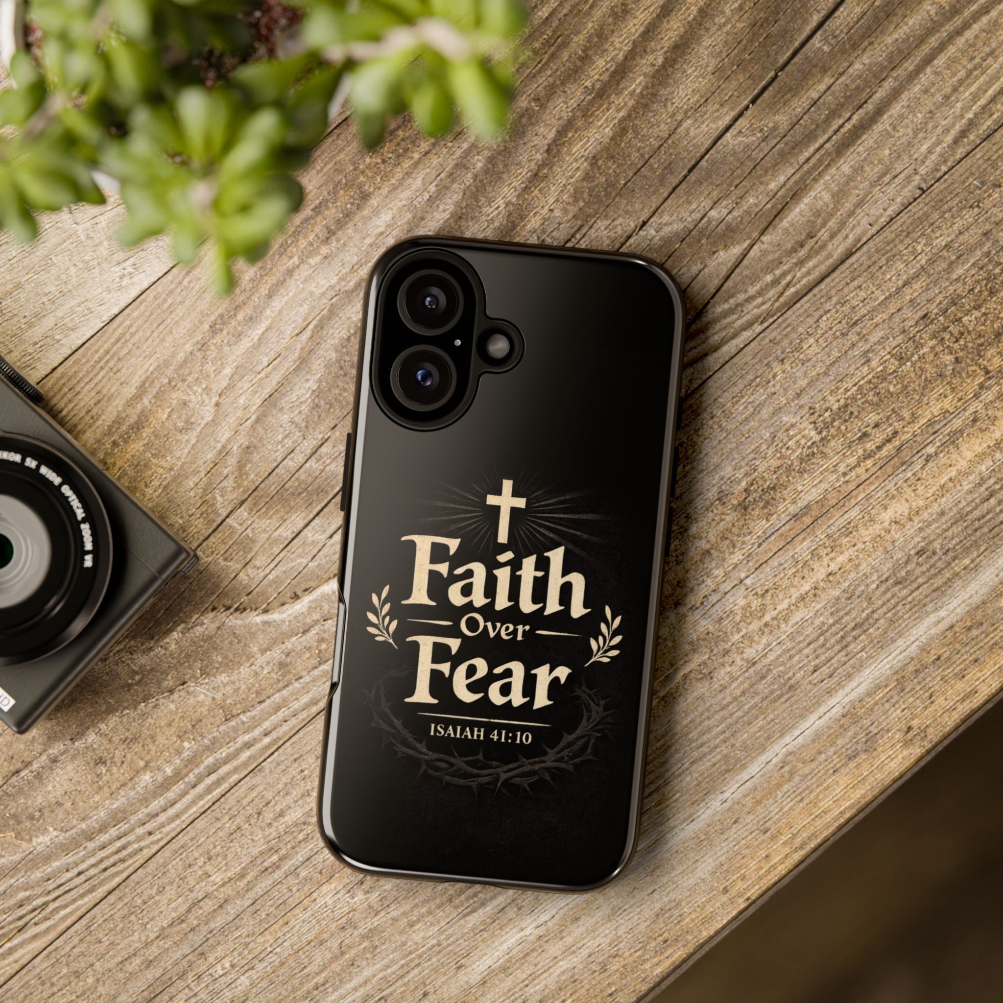 Faith Over Fear Phone Case — Inspirational Christian iPhone Cover (Isaiah 41:10)