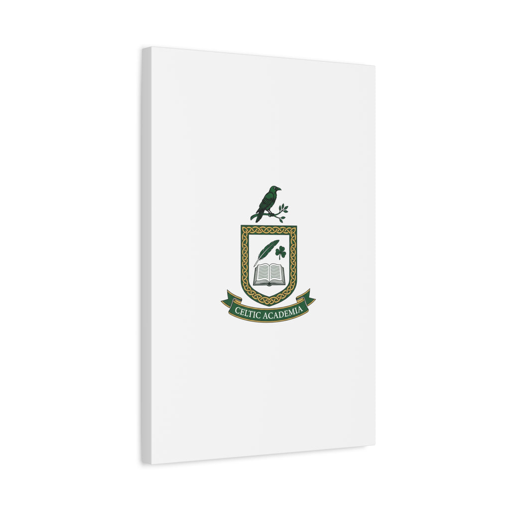 Celtic Academia Crest Canvas | Irish Heritage, Dark Emerald Gaelic Library