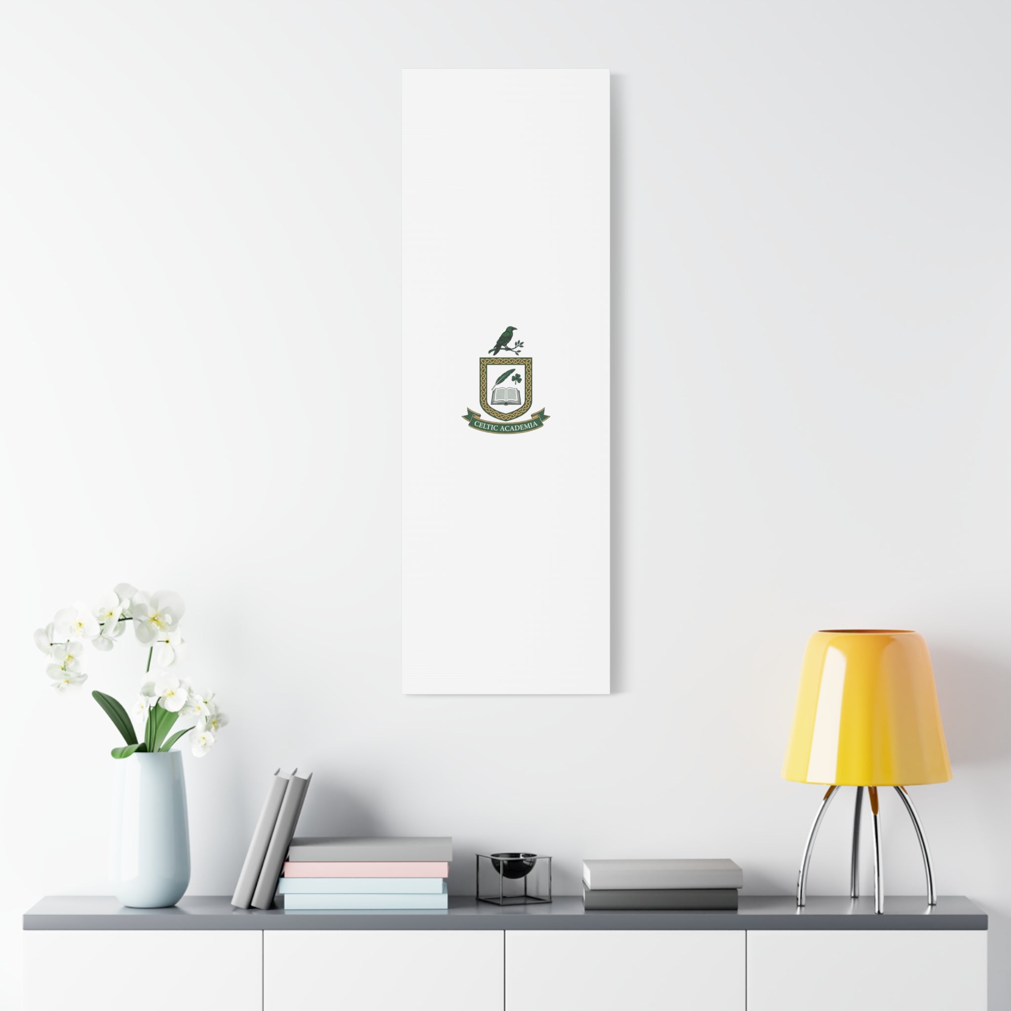 Celtic Academia Crest Canvas | Irish Heritage, Dark Emerald Gaelic Library