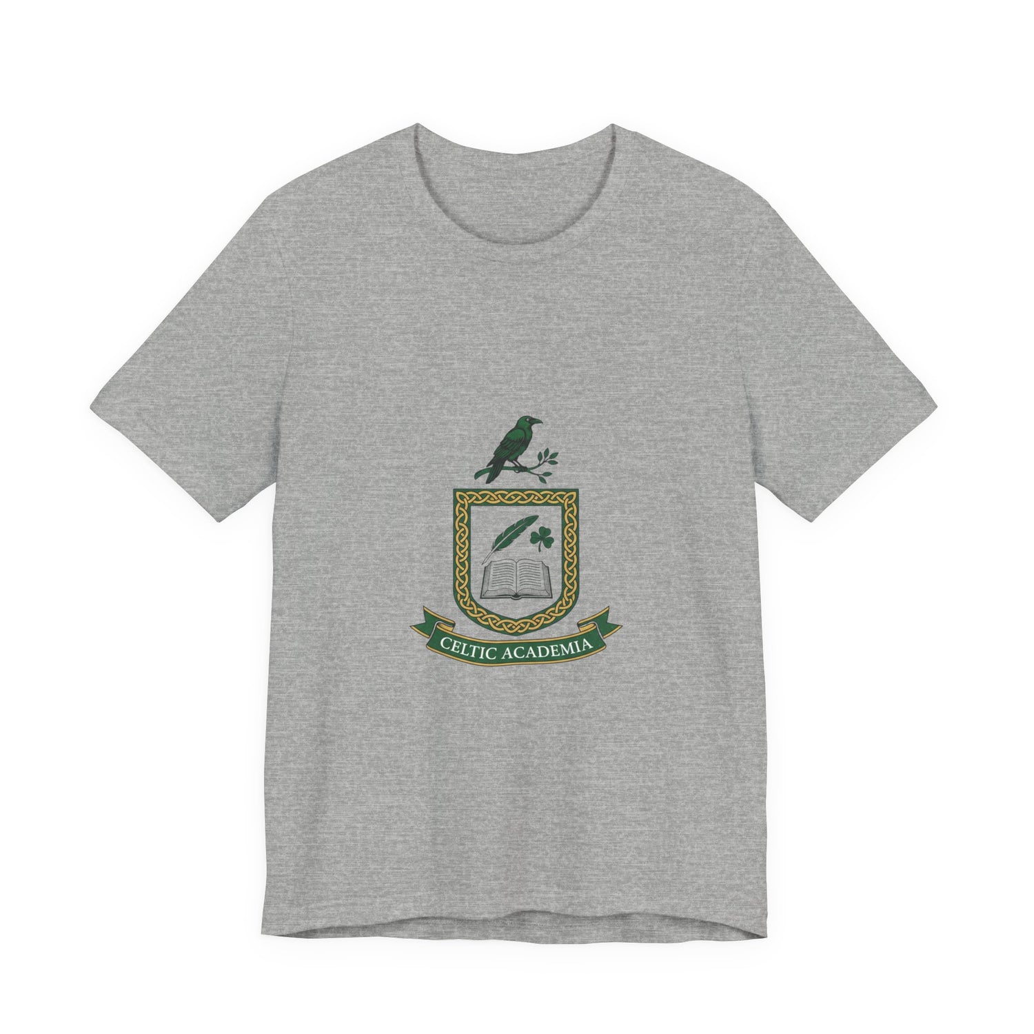 Celtic Academia Crest T-Shirt | Irish Heritage, Emerald Dark Academia