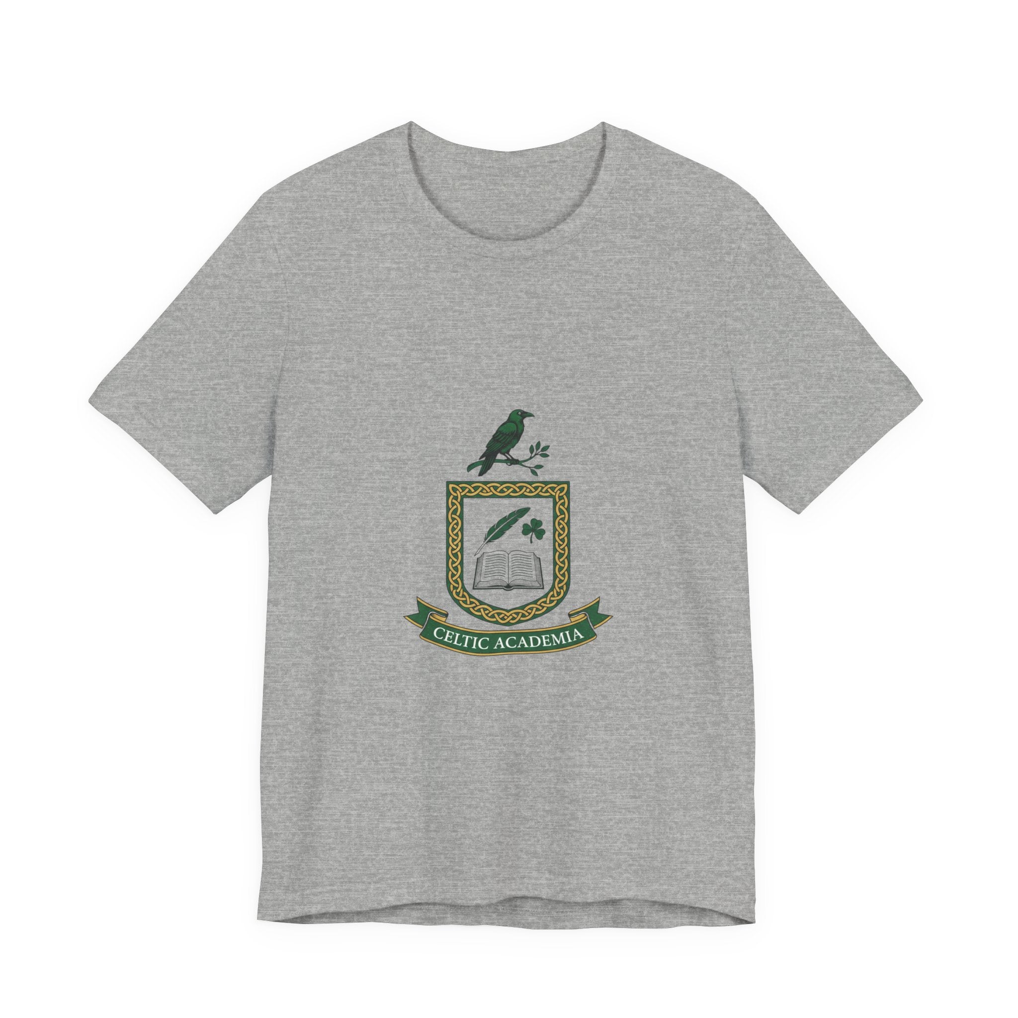 Celtic Academia Crest T-Shirt | Irish Heritage, Emerald Dark Academia