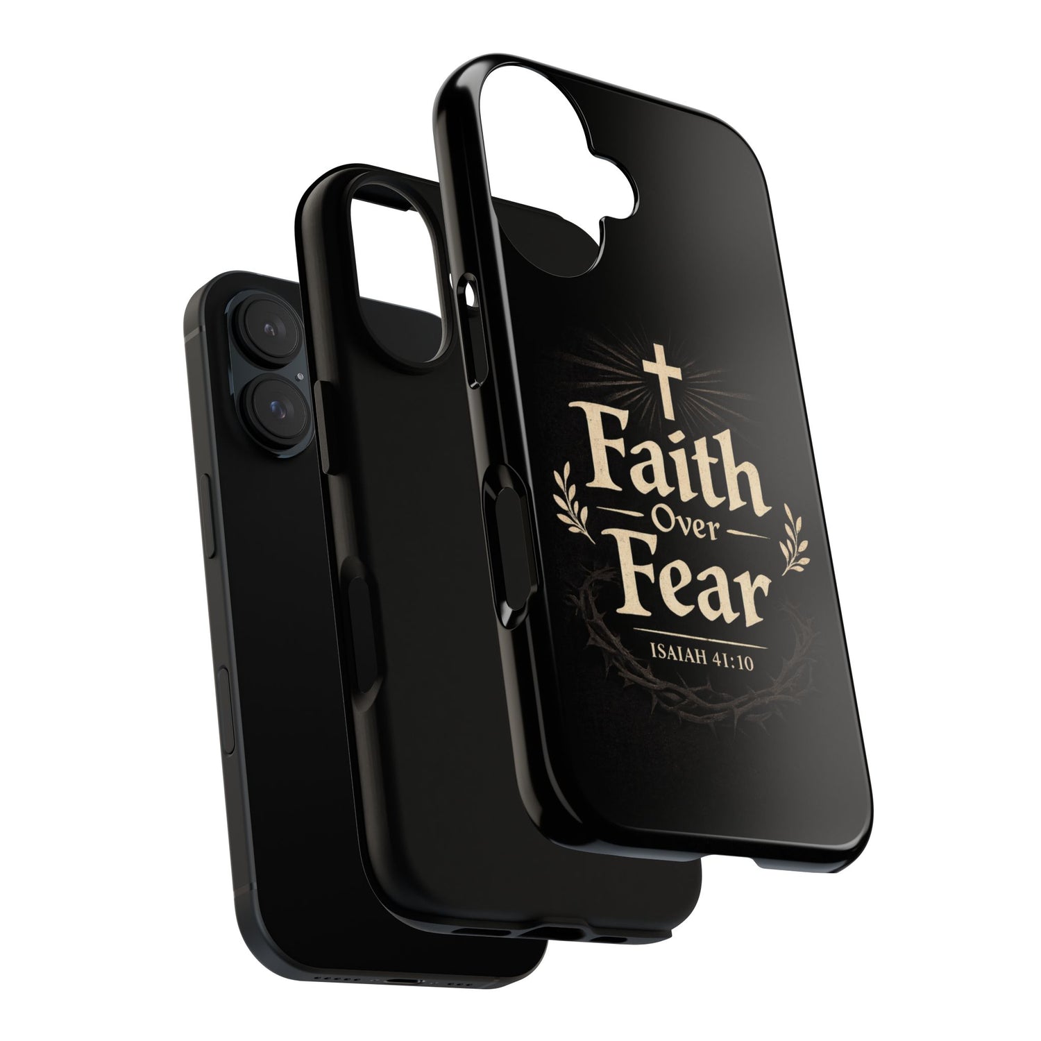 Faith Over Fear Phone Case — Inspirational Christian iPhone Cover (Isaiah 41:10)