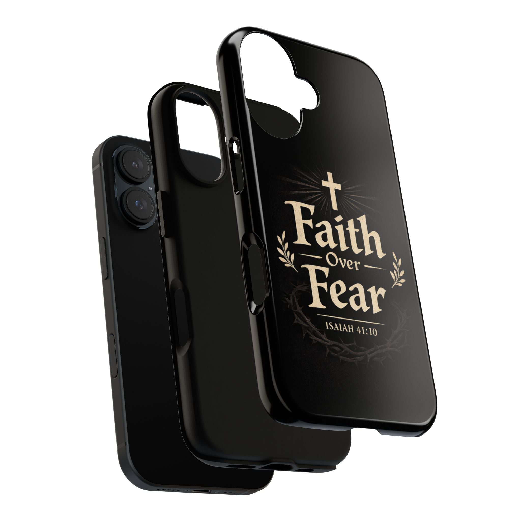 Faith Over Fear Phone Case — Inspirational Christian iPhone Cover (Isaiah 41:10)