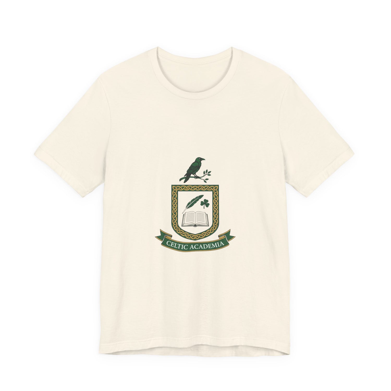 Celtic Academia Crest T-Shirt | Irish Heritage, Emerald Dark Academia