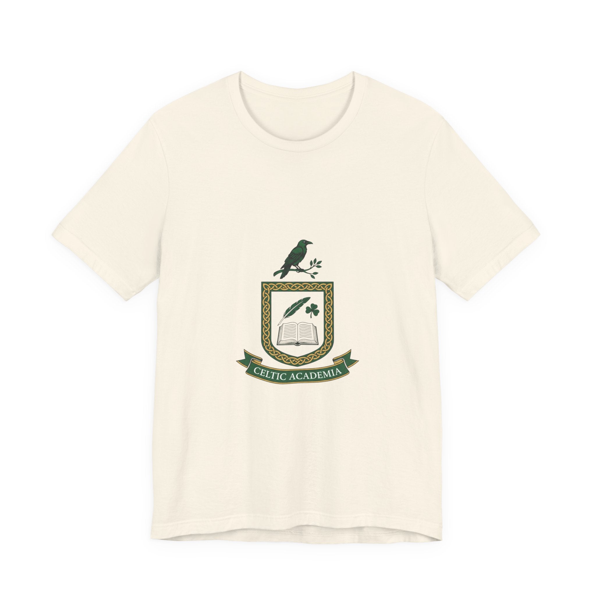 Celtic Academia Crest T-Shirt | Irish Heritage, Emerald Dark Academia