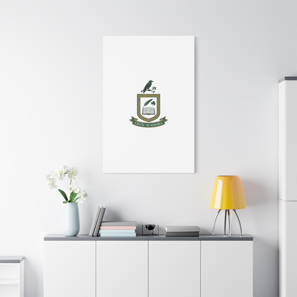 Celtic Academia Crest Canvas | Irish Heritage, Dark Emerald Gaelic Library