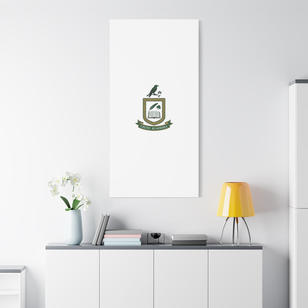 Celtic Academia Crest Canvas | Irish Heritage, Dark Emerald Gaelic Library
