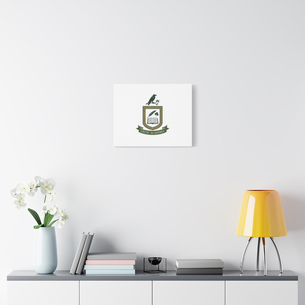 Celtic Academia Crest Canvas | Irish Heritage, Dark Emerald Gaelic Library