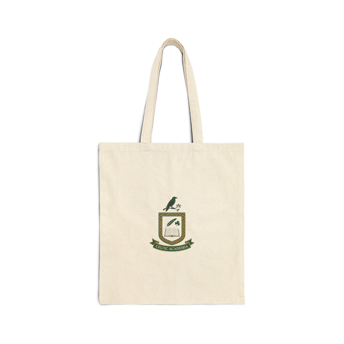Celtic Crest Library Tote | Irish Heritage, Emerald Dark Academia