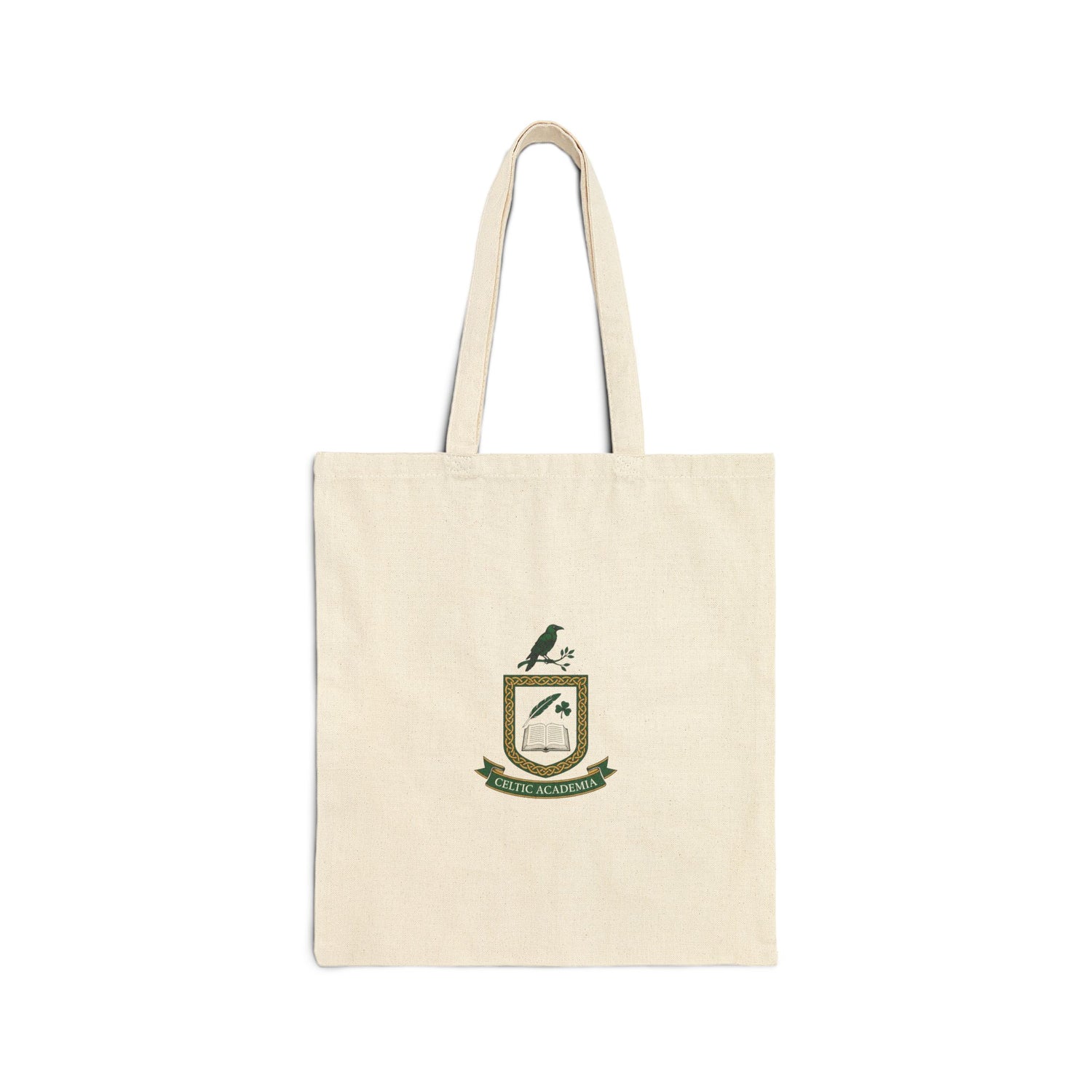 Celtic Crest Library Tote | Irish Heritage, Emerald Dark Academia