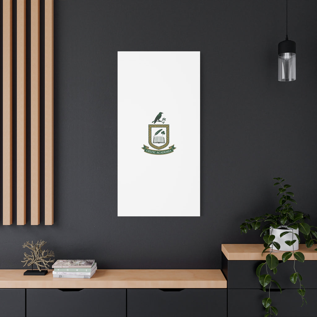 Celtic Academia Crest Canvas | Irish Heritage, Dark Emerald Gaelic Library