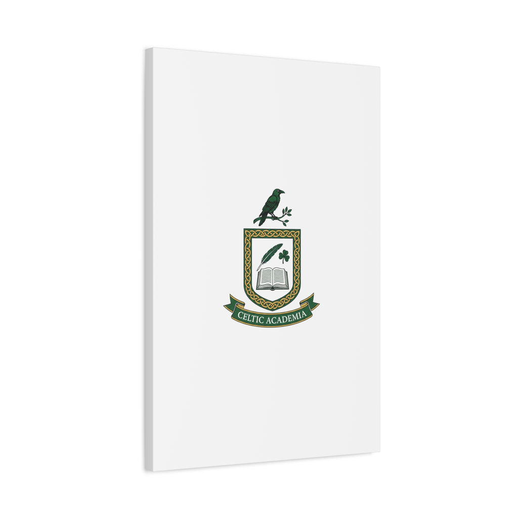 Celtic Academia Crest Canvas | Irish Heritage, Dark Emerald Gaelic Library
