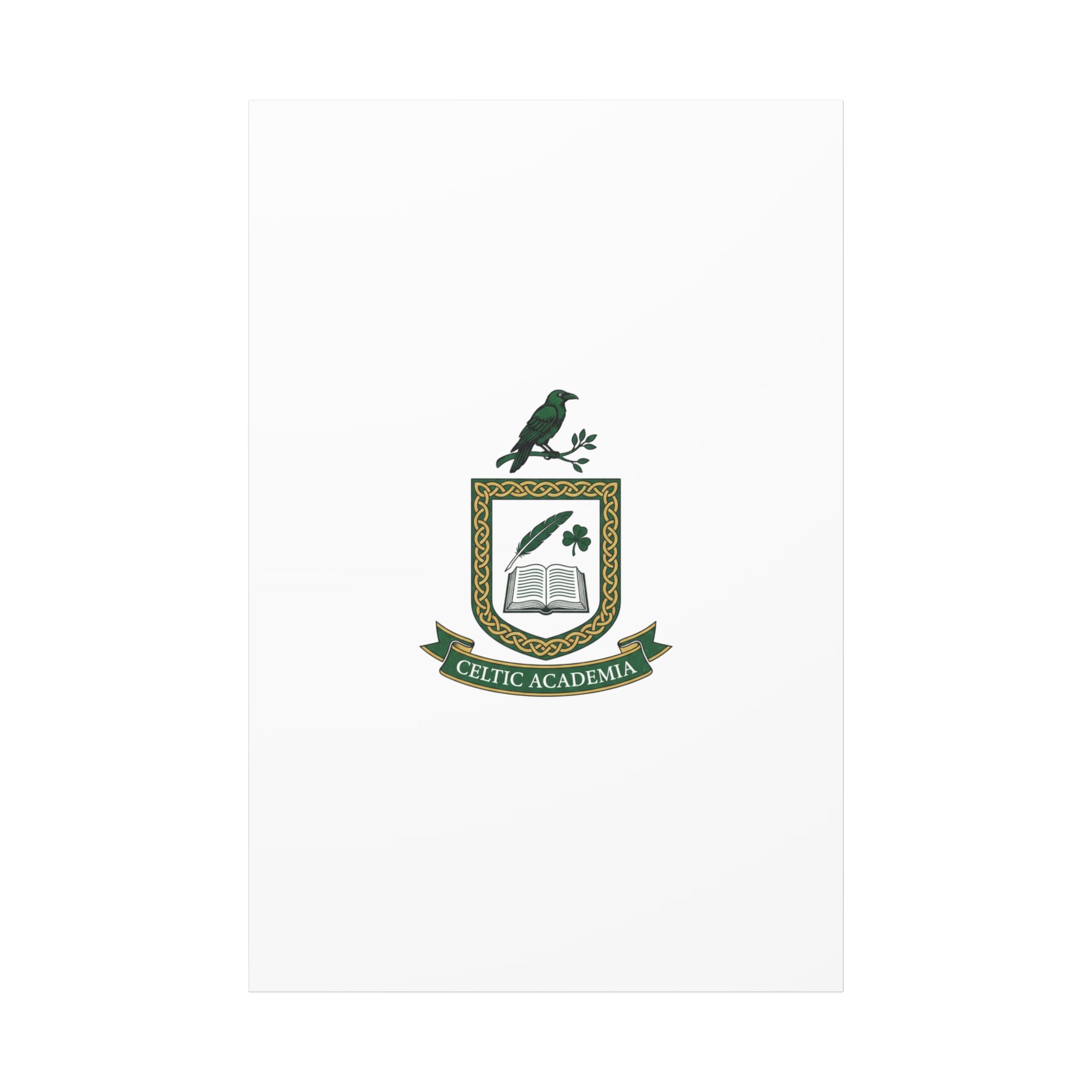 Celtic Academia Crest Canvas | Irish Heritage, Dark Emerald Gaelic Library