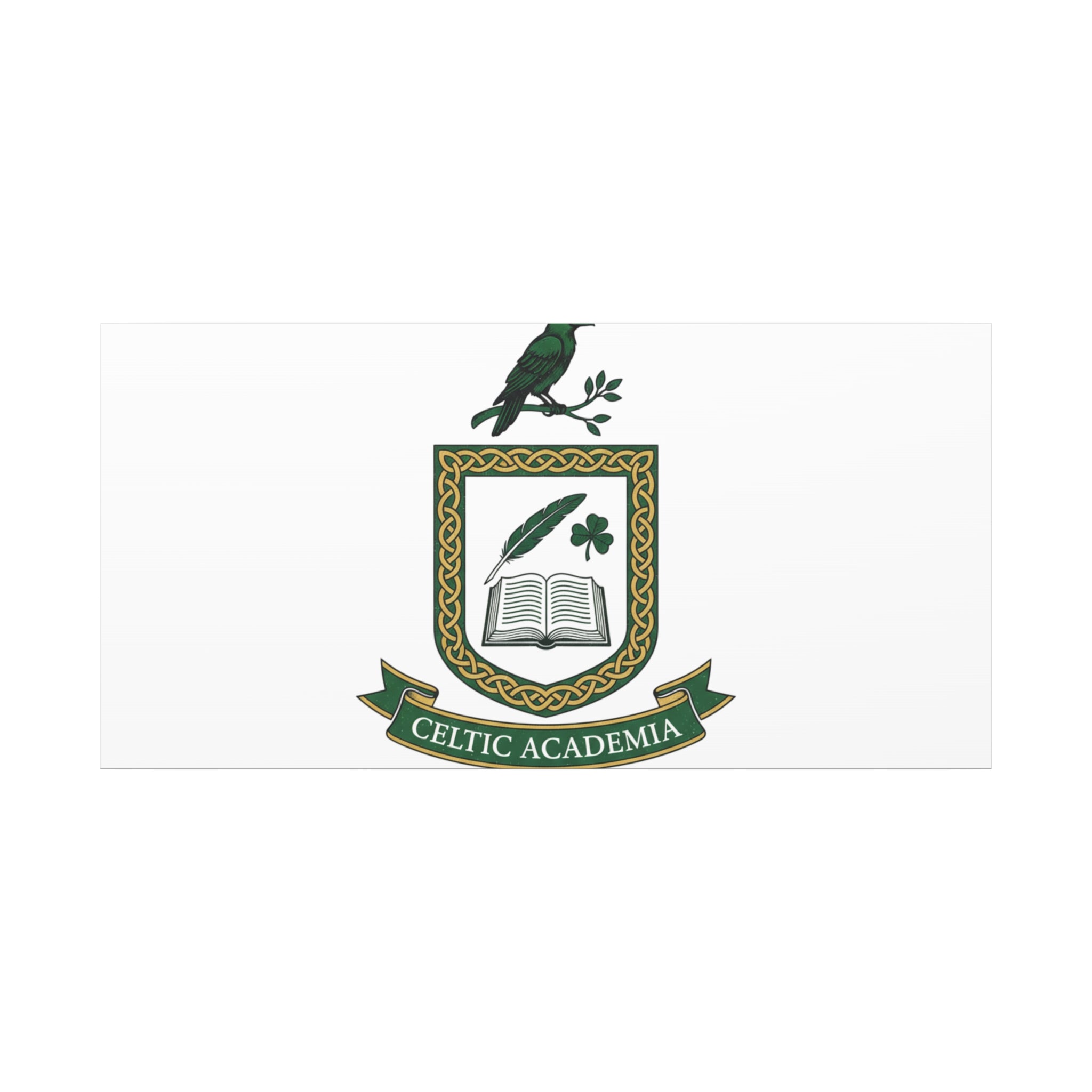 Celtic Academia Crest Canvas | Irish Heritage, Dark Emerald Gaelic Library