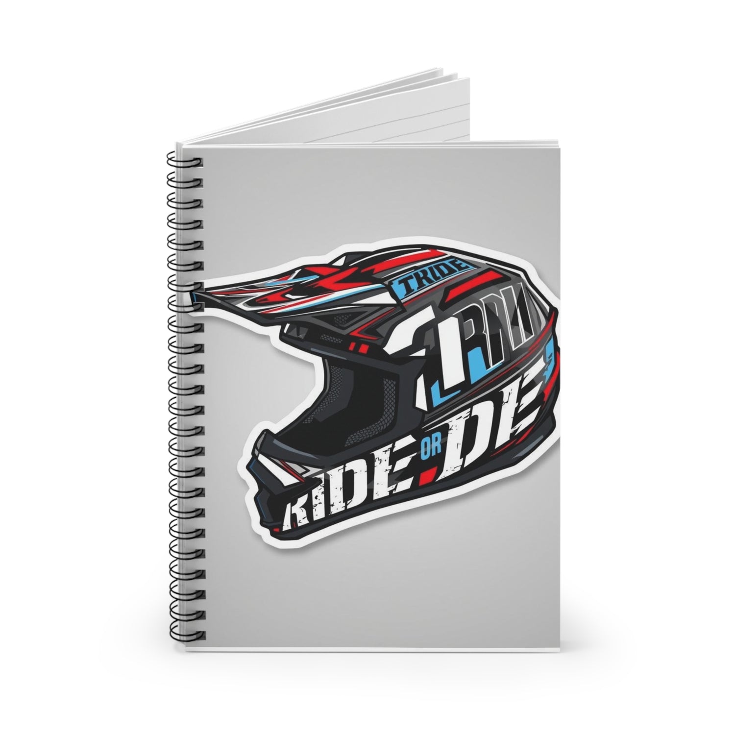 Motorcross Helmet "Ride or Die" Spiral Notebook — Ruled Journal for Riders &amp; Fans