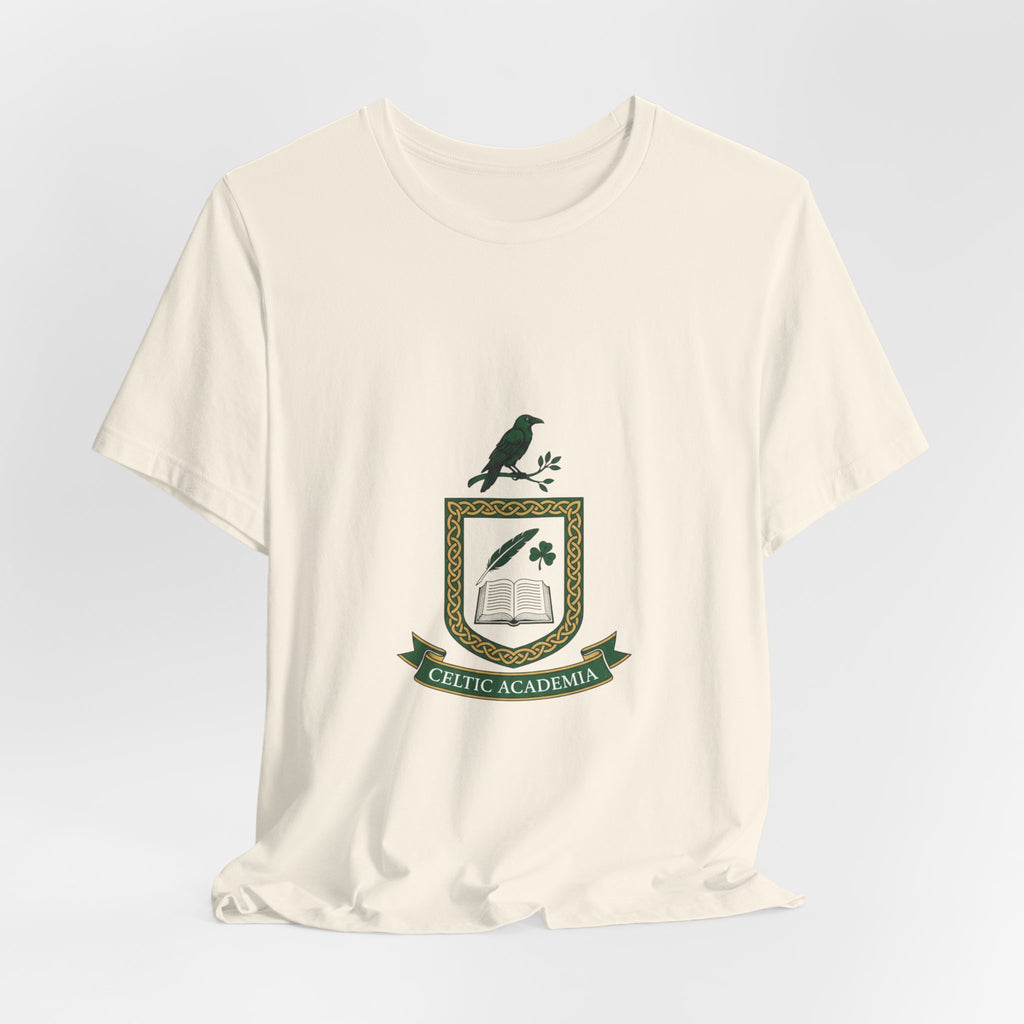 Celtic Academia Crest T-Shirt | Irish Heritage, Emerald Dark Academia