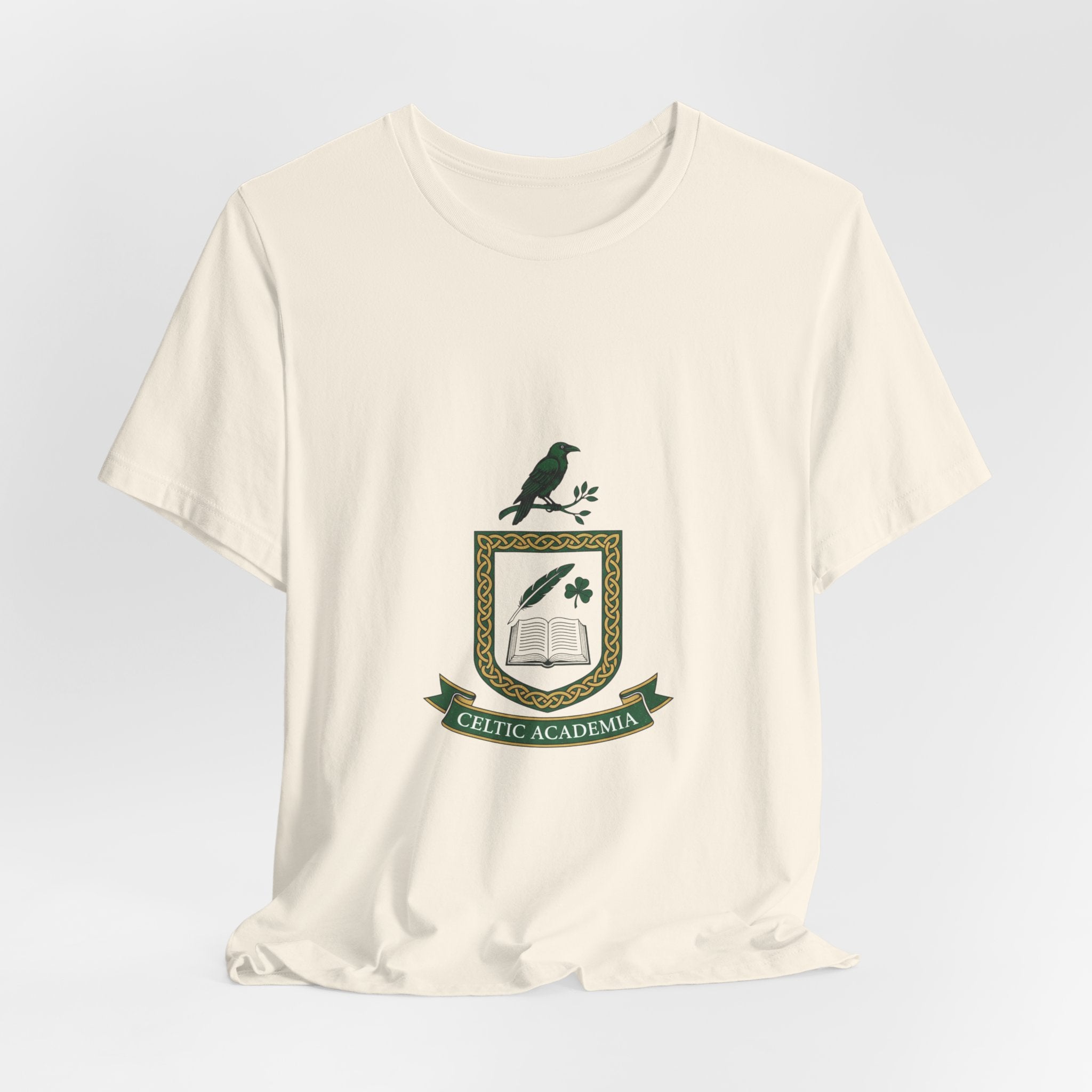 Celtic Academia Crest T-Shirt | Irish Heritage, Emerald Dark Academia
