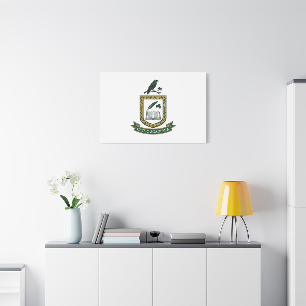 Celtic Academia Crest Canvas | Irish Heritage, Dark Emerald Gaelic Library