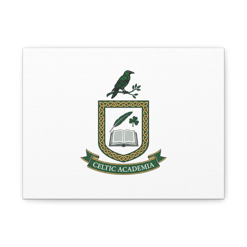 Celtic Academia Crest Canvas | Irish Heritage, Dark Emerald Gaelic Library