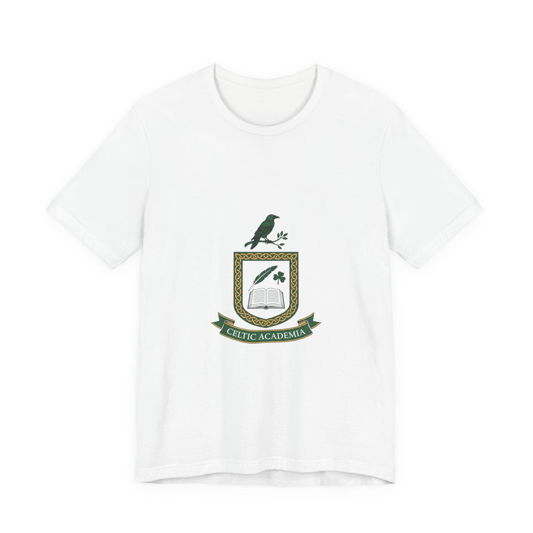 Celtic Academia Crest T-Shirt | Irish Heritage, Emerald Dark Academia