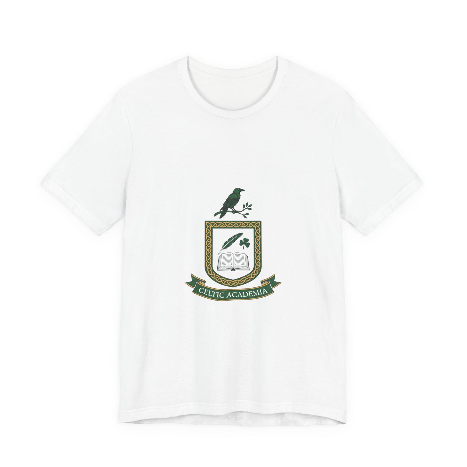 Celtic Academia Crest T-Shirt | Irish Heritage, Emerald Dark Academia