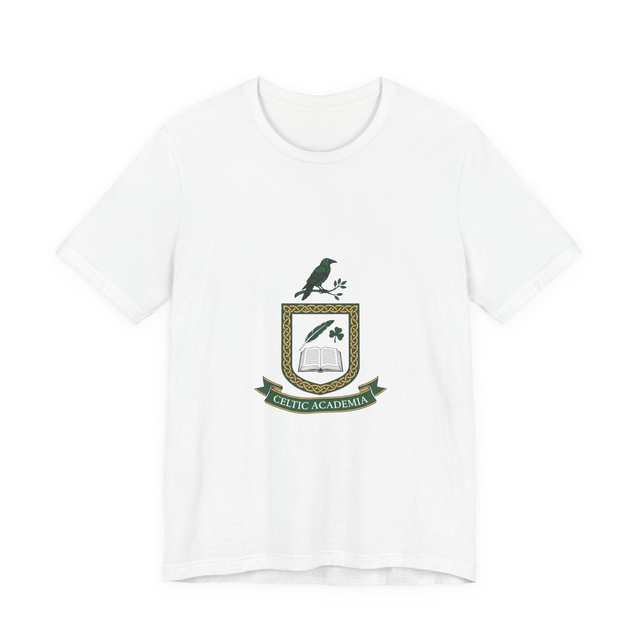 Celtic Academia Crest T-Shirt | Irish Heritage, Emerald Dark Academia