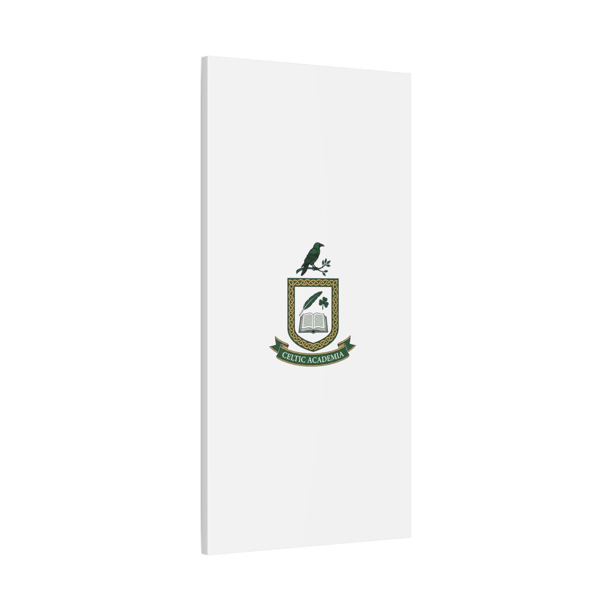 Celtic Academia Crest Canvas | Irish Heritage, Dark Emerald Gaelic Library