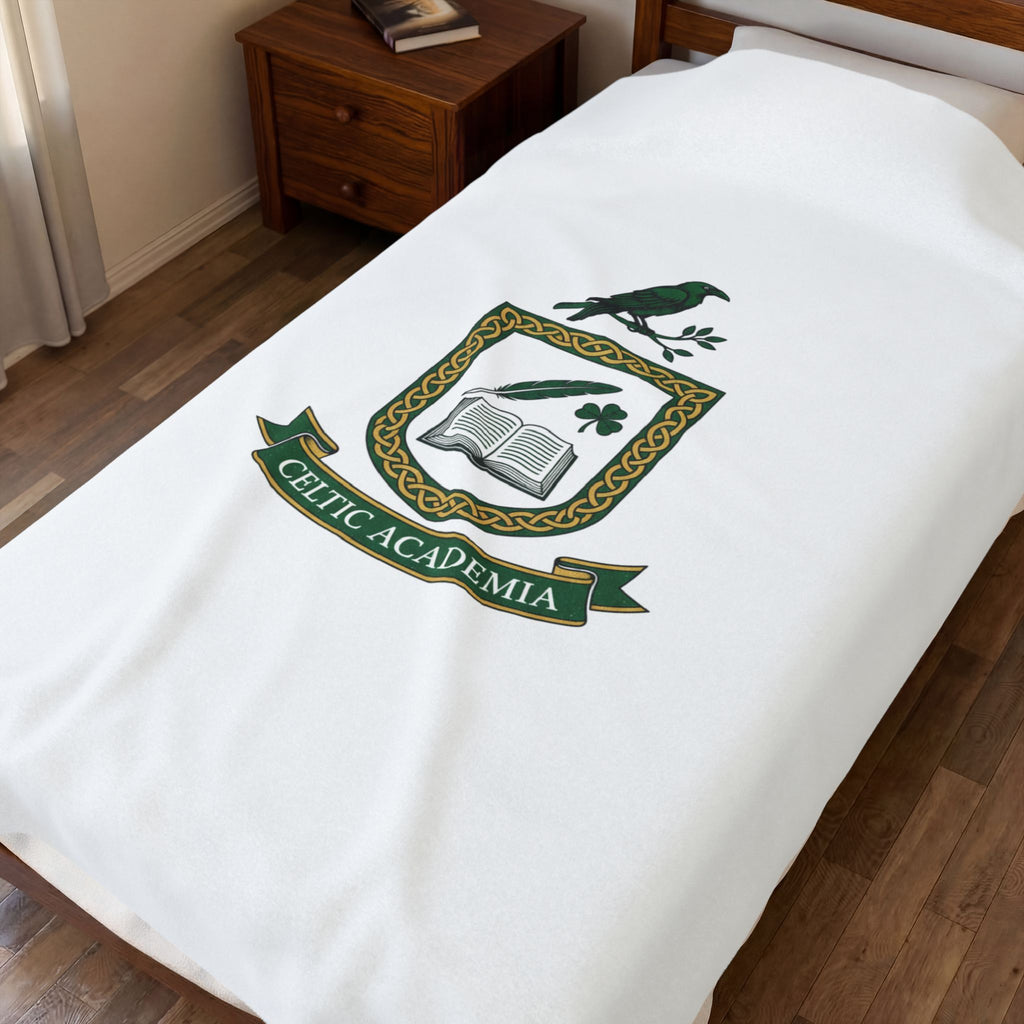 Celtic Academia Crest Blanket | Irish Heritage, Emerald Dark Academia