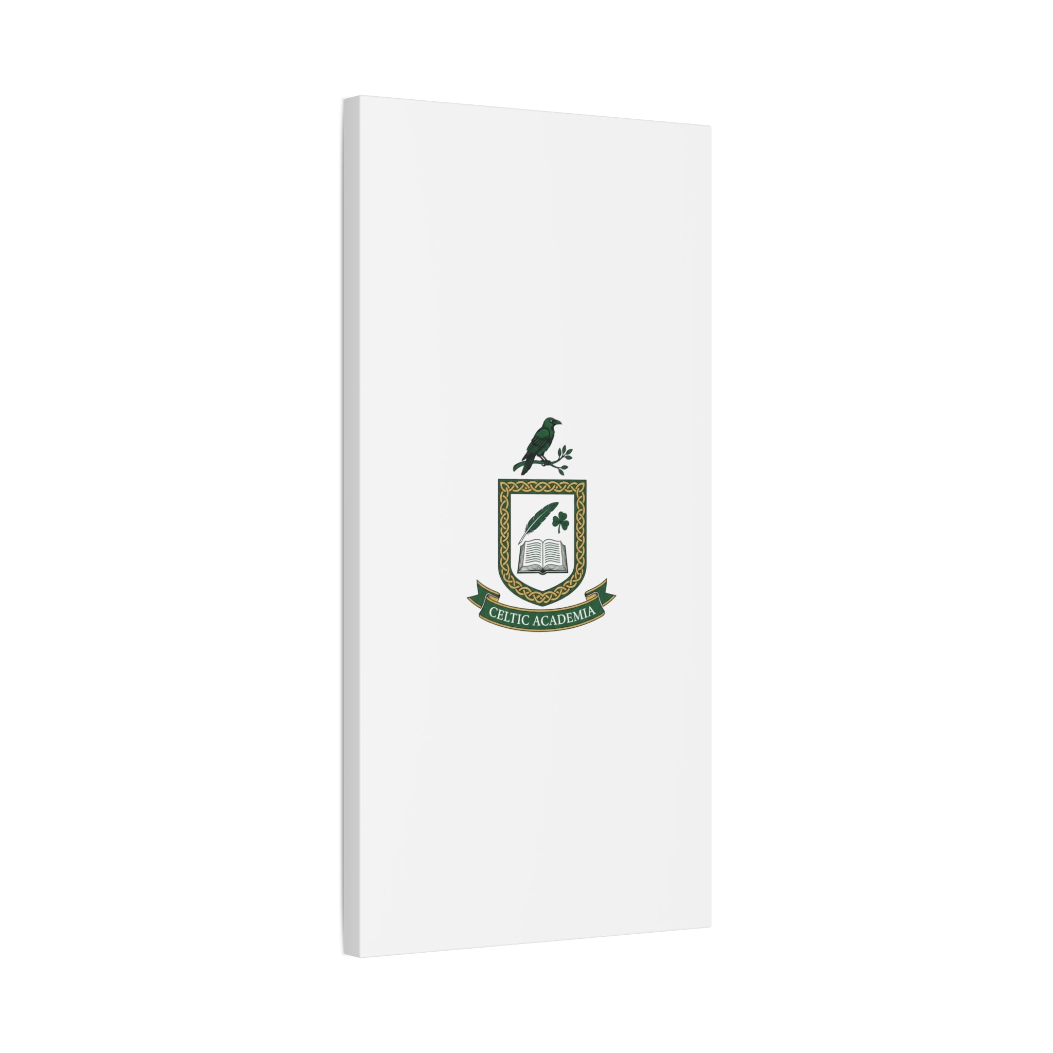 Celtic Academia Crest Canvas | Irish Heritage, Dark Emerald Gaelic Library