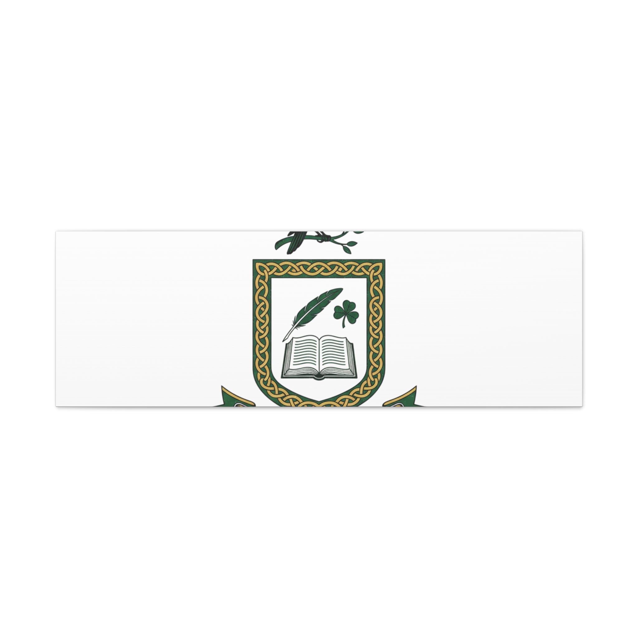 Celtic Academia Crest Canvas | Irish Heritage, Dark Emerald Gaelic Library
