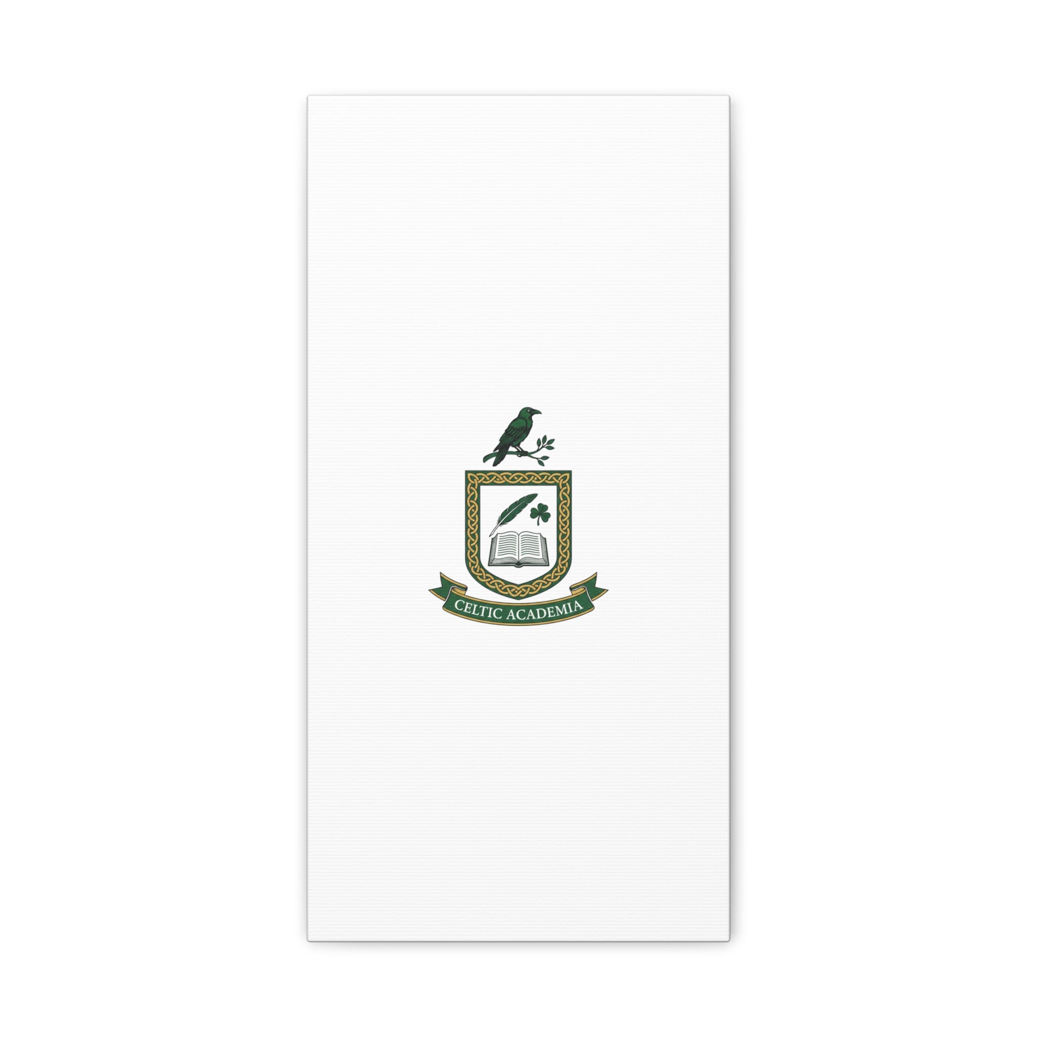 Celtic Academia Crest Canvas | Irish Heritage, Dark Emerald Gaelic Library