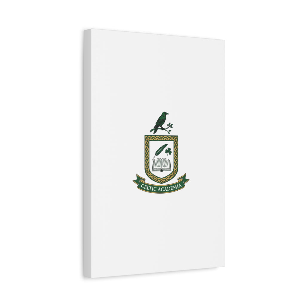 Celtic Academia Crest Canvas | Irish Heritage, Dark Emerald Gaelic Library